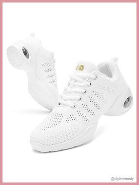 Women's Jazz Shoes Lace-Up Sneakers Modern Dance Shoes Air Cushion Platform